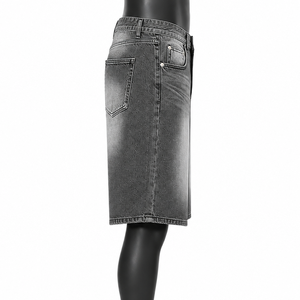 Pantalones Cortos de Mezclilla Negros Vintage para Hombre al por Mayor, 100% Algodón Orgánico, Largura hasta la Rodilla, Estilo Urbano, Ecológicos, Personalizados, Jorts - Product Image 4