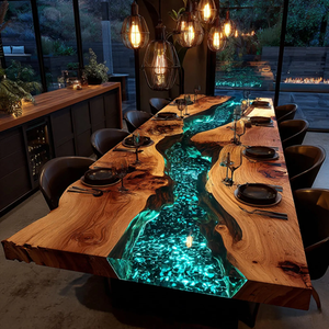 Mesa Rectangular de Resina y Madera de Acacia de Diseño Moderno, Lujosa, Personalizada, Duradera, Impermeable, Regalo para Diwali o Jubilación - Product Image 4