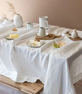 Large Linen <b>Tablecloth</b> 100% Cotton Cover Premium Brand Washable Fabric Elegance Weddings Banquet Modern& Stylish High Quality - Product Image 1