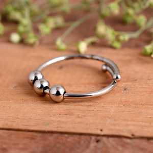 SHYAM JEWELRS Luxury Adjustable 925 Sterling Silver Anxiety <b>Ring</b> for Women Men-Handmade Fidget <b>Spinner</b> <b>Ring</b> 3 Sliding Beads - Product Image 3