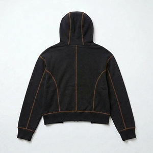 Contrast‑Stitch <b>Zip</b> Hoodie | Premium Heavyweight Fleece Hoodie | Custom OEM Streetwear Manufacturer - Product Image 2