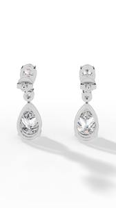 Elegantes Pendientes Colgantes de Doble Encanto con Combinación de Piedras Redondas y en Forma de Pera, Oro de 10K, Joyería Fina de Lujo, Proveedor Mayorista - Product Image 4