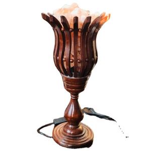 Himalayan Pink Salt Wooden Basket Lamp Natural <b>Crystal</b> Salt Chunks Night Light for Bedroom Home Decoration - Product Image 1