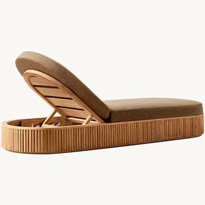 Chaise longue d'extérieur pour villa, ensemble de meubles de jardin en teck, chaises longues de piscine extérieure pour hôtel, chaises longues de plage - Product Image 2