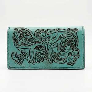 Portefeuille de voyage en cuir véritable 100% fait main, gravé de motifs floraux, pour femme, avec porte-passeport, porte-cartes d'identité, de crédit et de monnaie. - Product Image 4