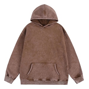 Venta al por mayor 100% algodón francés Terry pulóver ácido lavado Sudadera Hombre Vintage Oversized Baggy Sun Faded Hoodie - Product Image 2