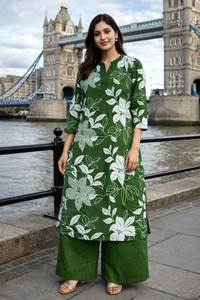 Conjunto de Kurtis/Kurta 100% algodón con un hermoso diseño de cuello y corte recto, bordado sofisticado y elegante, ideal para el uso diario. - Product Image 3