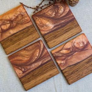 Wood resin <b>coaster</b> set epoxy <b>coaster</b> handmade <b>coaster</b> round <b>coaster</b> wooden <b>coaster</b> resin art <b>coaster</b> <b>drink</b> - Product Image 5