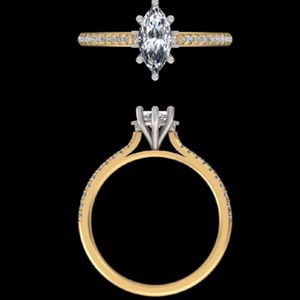 Anillo de Compromiso Solitario con Diamante Marquise de 1.03ct, Oro Amarillo de 14k/18k, Banda de Oro, Joyería Fina Personalizada para Boda o Aniversario - Product Image 3