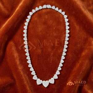 Collar de lujo con moissanita en forma de corazón, cadena de tenis de plata de ley 925, joyería nupcial, regalo para mujer, brillo elegante - Product Image 4