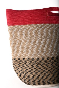Cesta de Yute Tejida con Tapa Roja y Diseño de Caramelos, Estilo Moderno, Ecológica, Portátil, con Cierre Abierto, Capacidad de hasta 1L, para Uso Diario - Product Image 2