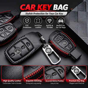 Étui pour clé de voiture en cuir, sur mesure pour clés à 2, 3 ou 4 boutons, housse de protection avec positionnement précis des boutons - Product Image 2