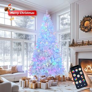 Albero di Natale Artificiale Pre-Illuminato da 2,13 m con 400 Luci RGB e 1150 Punte di Rami, Controllabile tramite App, Rami Pieghevoli - Product Image 4