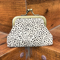 Mini porte-monnaie imprimé animal pour femmes en cuir véritable Petite pochette à clip Mode en cuir véritable Petit portefeuille à clip avec boucle