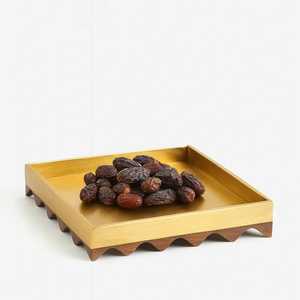 Bol moderne noir mat sur pied avec base en feuille de Ginkgo finition dorée, plat de service à fruits en aluminium de qualité supérieure, centre de table pour banquet - Product Image 5