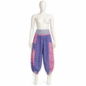 Pantalones Harem Bohemios para Mujer con Parches, Cintura Elástica y Bolsillos |   Pantalones Palazzo de Algodón de Corte Holgado y Coloridos - Product Image 1