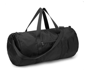 Sac de sport unisexe en nylon 30-40L avec sangle réglable et fermeture éclair, noir uni, pour fitness décontracté - Product Image 5