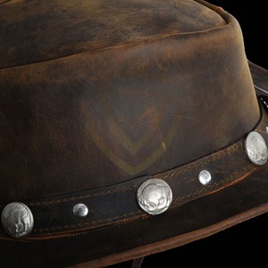 Chapeau de cowboy en cuir de qualité supérieure fabriqué au Pakistan, marque privée, pour hommes - Product Image 5