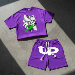 Camiseta de Marca Personalizada OEM, Impresión de Pantalla con Logotipo Gráfico, Algodón Grueso, Corte Cuadrado, Conjunto de Camiseta y Pantalones Cortos para Hombre - Product Image 3