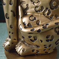 Table occasionnelle à motif léopard d'or, mobilier de salon avec dessus en verre, décoration de maison pour meubles simples et attrayants