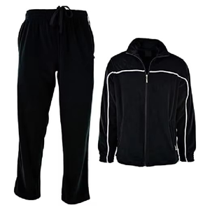 Ensemble de survêtement unisexe noir imprimé écologique avec pantalon long, poches latérales, veste à col montant, respirant, décontracté, pour l'automne - Product Image 1