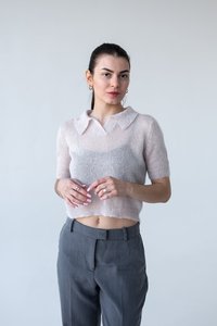 Polo court tie-dye pour femme, manches courtes, coupe classique, en coton Oxford, décontracté, pour le printemps et l'été - Product Image 3