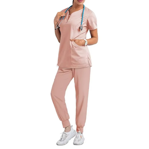 Premium Short-Sleeved <b>Scrub</b> <b>Top</b> & Pant Customize Hospital Nurse Uniform V-Neck Doctor Nursing Workwear Medical Suit Clothing - Product Image 6