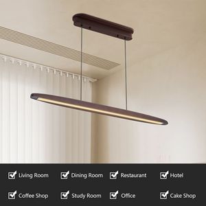 Lampadario a Sospensione LED in Legno Regolabile da 51 Pollici, Design Essenziale per Sala da Pranzo e Cucina - Lampadario con Telecomando - Product Image 6