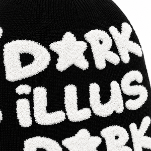 Bonnet Jacquard Noir Tricoté Lourd Personnalisé Streetwear avec Broderie Étoile en Chenille – Bonnet Hiver Unisexe Y2K Chunky - Product Image 5