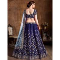 Lehenga Choli de demoiselle d'honneur en soie brodée bleue, taille plus