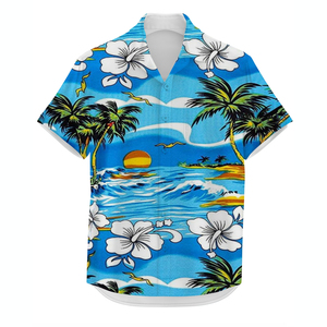 Chemises de golf hawaïennes personnalisables OEM à prix de gros, anti-rides, imprimées par sublimation, à motifs unis, pour la plage - Product Image 3