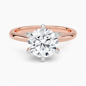 Bague de fiançailles solitaire en moissanite ronde en or rose de luxe, élégante et classique, bijoux fins - Product Image 5