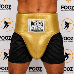 Professional Mens Boxing Gear with Khaki Protective Groin Section and Durable <b>Black</b> Shorts for Training Sparring and Fighting - Product Image 2