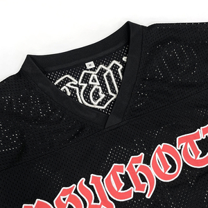 Camiseta de Fútbol Negra con Malla, Cuello en V, Manga Corta, Impresión por Transferencia de Calor, Unisex, Tallas Grandes, Transpirable, 100% Poliéster, Deportiva - Product Image 5