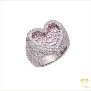 Anillo de Plata de Ley 925 de Lujo con Moissanita y Diamantes en Forma de Corazón, con Aspecto de Piedra Brillante, para Compradores Mayoristas - Product Image 3