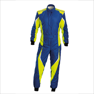 Combinaisons de karting pour adultes, sur mesure, bleu-vert, avec fermeture éclair sur le devant, manches longues, col montant, pour l'académie de karting - Product Image 2