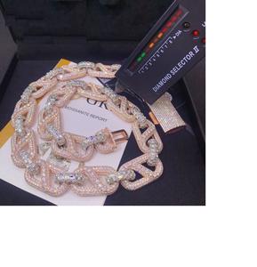 Chaîne cubaine en or rose sertie de diamants Moissanite VVS1 certifiés – Bijou Hip Hop tendance - Product Image 1