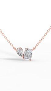 Elegant Luxury Toi Et Moi Pendant Featuring Pear Emerald Cut Lab Grown Diamonds Set in 18K White Gold for Engagement Gift - Product Image 5