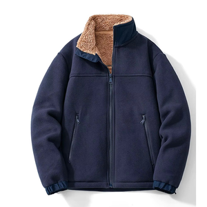 Veste polaire décontractée pour homme grande taille, chaude, écologique, coupe ample, coupe-vent, avec col montant et fermeture éclair sur le devant - Product Image 2