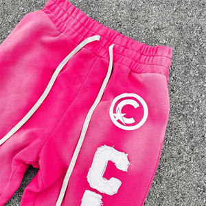 Clothing Manufacturers Custom Distressed <b>Embroidery</b> Summer Heavyweight 100% Cotton Sweatpants Hoodie <b>Set</b> Tracksuit Men Low MOQ - Product Image 5