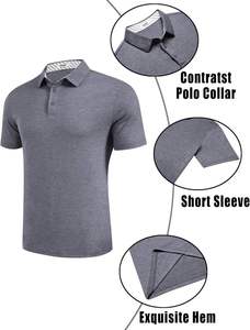 Polo en coton gris à manches courtes pour hommes, personnalisable, couleur unie, tricoté, respirant, coupe classique, vente en gros - Product Image 6