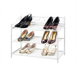 Durable 3 Tier Black Metal Storage Rack Organizer with Open <b>Frame</b> Design for Shoes or Household Items - Product Image 3