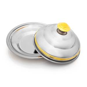 Modern Luxury Metal Serving <b>Bowl</b> <b>with</b> Gold Rim <b>Lid</b> Polished Finish Durable & Dishwasher Safe Party & Gifting Occasion - Product Image 3