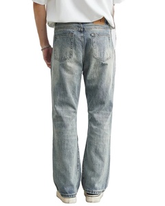 2025 nuevos Pantalones vaqueros de moda para hombre, pantalones vaqueros holgados rectos de 100% algodón con etiqueta personalizada, pantalones de calle informales de negocios de lujo de alta calidad - Product Image 4