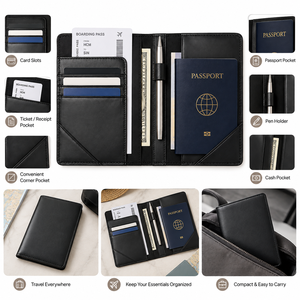 Funda Minimalista para Pasaporte de Cuero Sintético, Cartera para Tarjetas de Viaje - Product Image 6