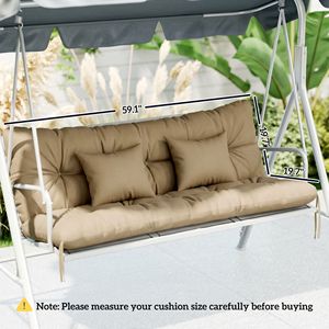 Set di 4 Cuscini per Sedie da Esterno Color Kaki, Cuscini di Ricambio per Schienale e Seduta con Lacci, Cuscini per Esterni - Product Image 3