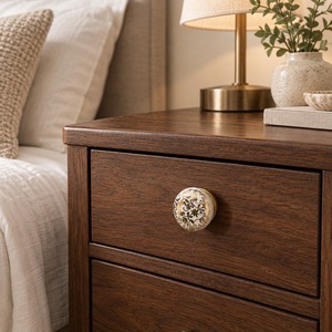 SHUBHAM Decorative <b>Ceramic</b> Cabinet <b>Knob</b> with Gold Floral Design Round <b>Drawer</b> Pull Handle for Wardrobe Dresser Furniture - Product Image 3