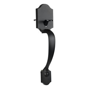 Juego de manija y cerrojo de puerta delantera de un solo cilindro en negro mate, pomo interior con espaciado de orificios ajustable, pernos para puertas y ventanas - Product Image 3