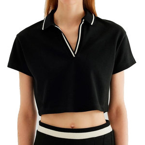 Camiseta Polo Corta para Mujer, Cuello en V, Manga Corta, Estilo Casual, Personalizable con Logotipo, Nueva y Elegante - Product Image 1