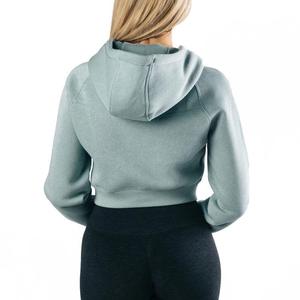 Custom Design Women's Cropped <b>Zip</b>-Up Fleece Breathable Spandex Long Sleeve Casual Streetwear Autumn Hoodie Sweatshirt - Product Image 2